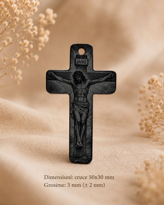 Cruciuliță din acrilic gravată, cu personalizare pe verso