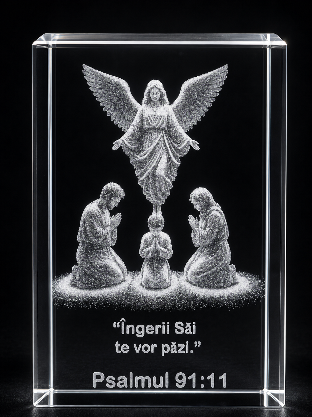 Cub de sticlă cu temă religioasă – Îngerii Săi te vor păzi
