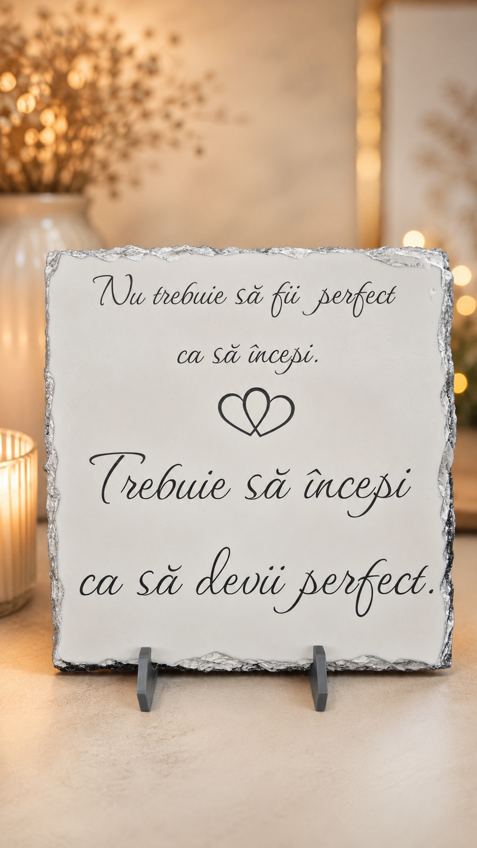 Placă de ardezie cu mesaj motivațional