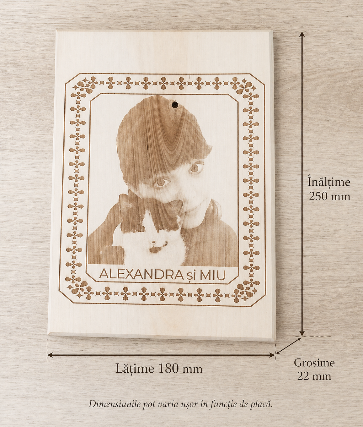 PLACĂ FOTO PERSONALIZATĂ DIN LEMN DE TEI