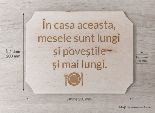 Placă decorativă din lemn tip tocător, personalizată