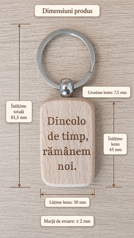 Breloc din lemn, personalizat pentru cuplu