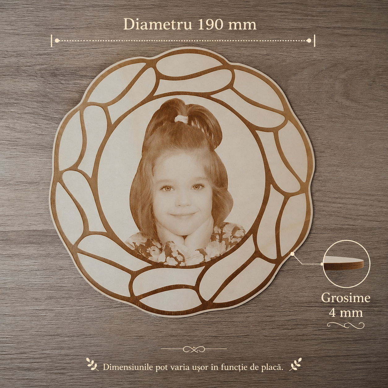 PLACĂ FOTO PERSONALIZATĂ DIN LEMN DE PLOP