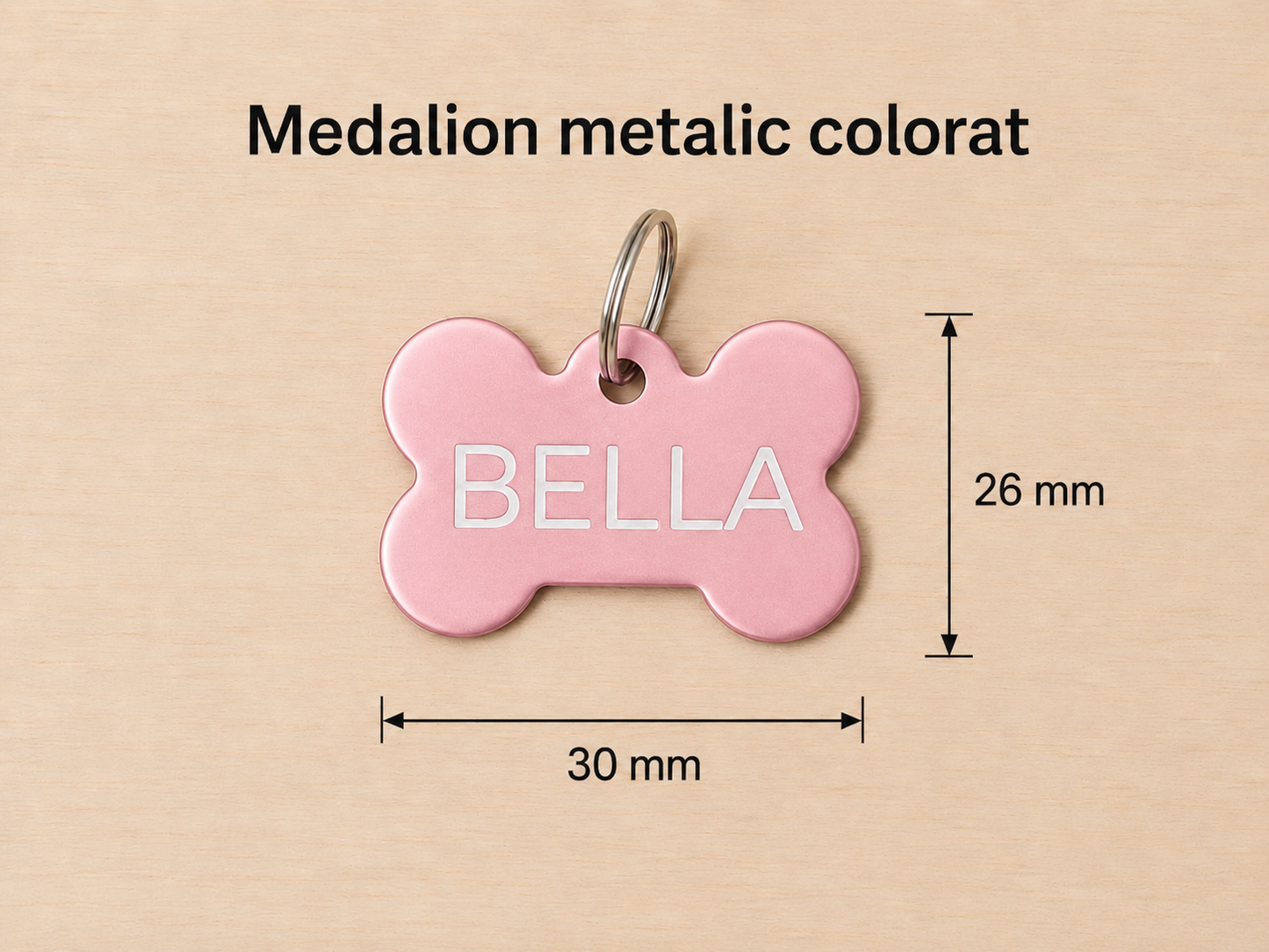 Medalion metalic personalizat pentru câini și pisici – formă os