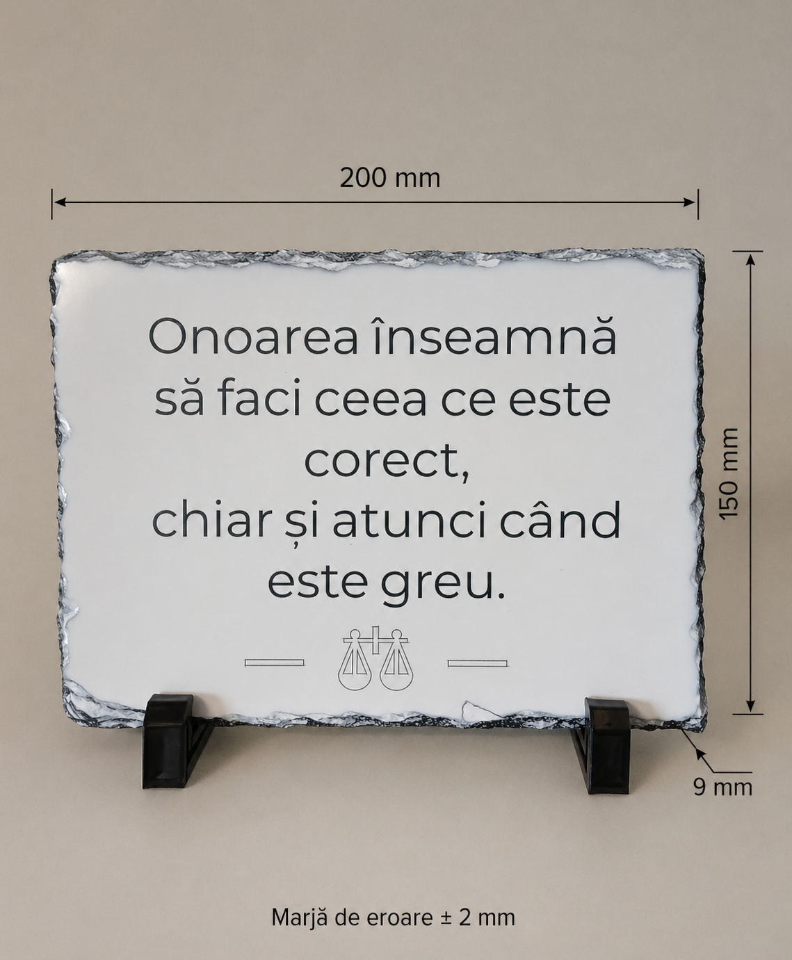 Placă dreptunghiulară de ardezie cu mesaj motivațional