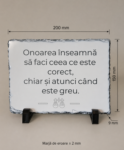Placă dreptunghiulară de ardezie cu mesaj motivațional