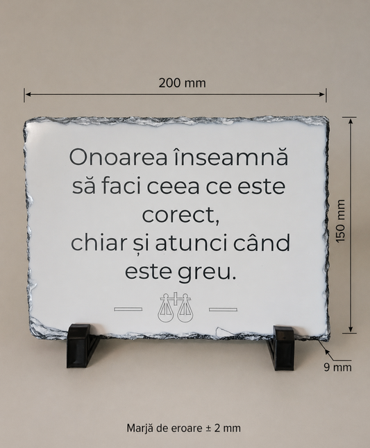 Placă dreptunghiulară de ardezie cu mesaj motivațional