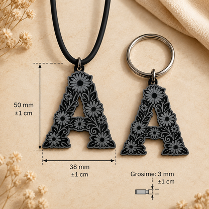 Medalion / breloc din acrilic cu design floral