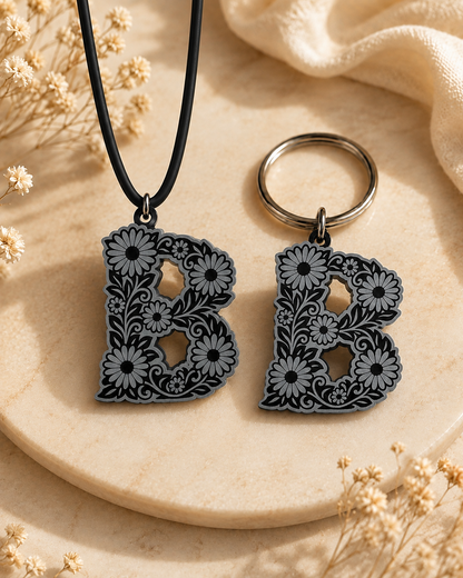 Medalion / breloc din acrilic cu design floral