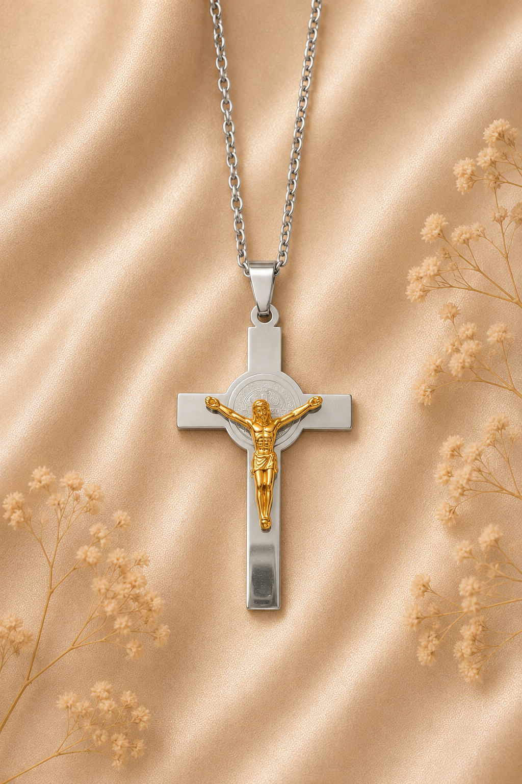 Pandantiv religios din oțel inoxidabil – cruce