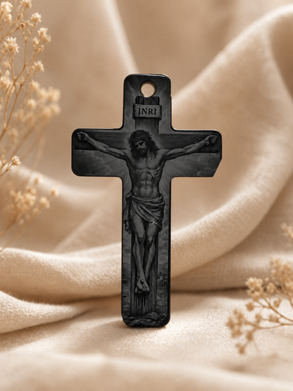 Cruciuliță din acrilic gravată, cu personalizare pe verso