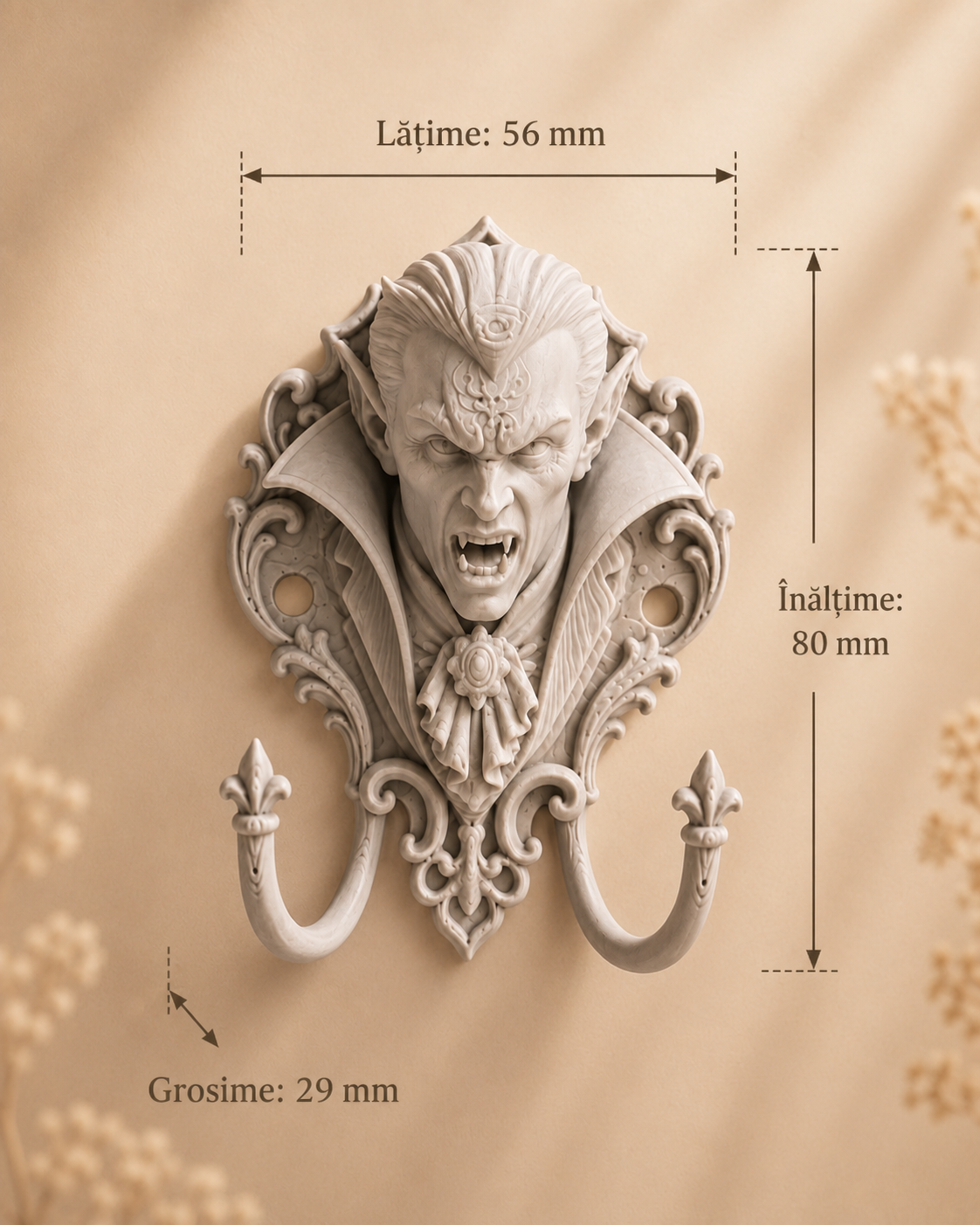 Cuier decorativ de perete 3D-mic