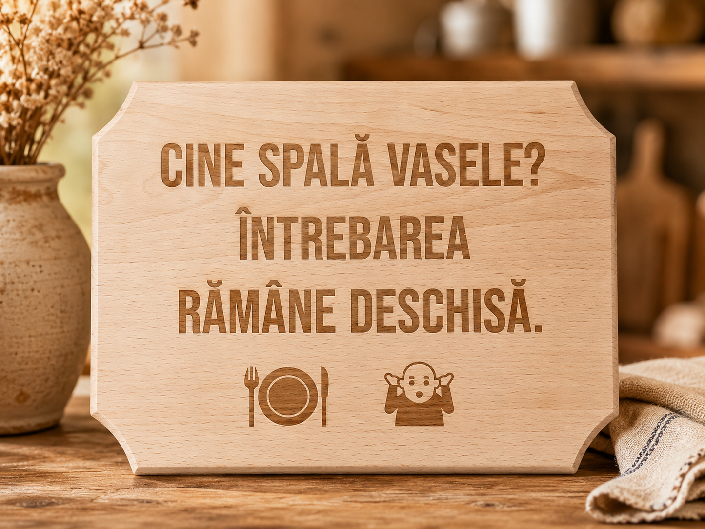 Placă decorativă din lemn tip tocător, personalizată