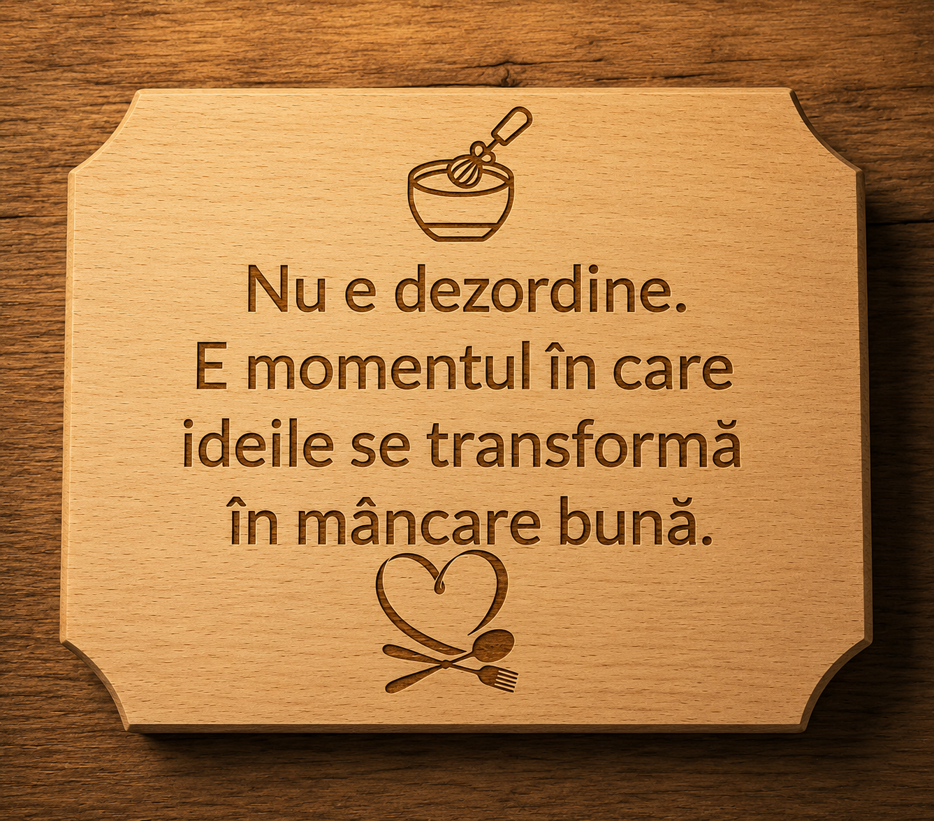 Placă decorativă din lemn tip tocător, personalizată