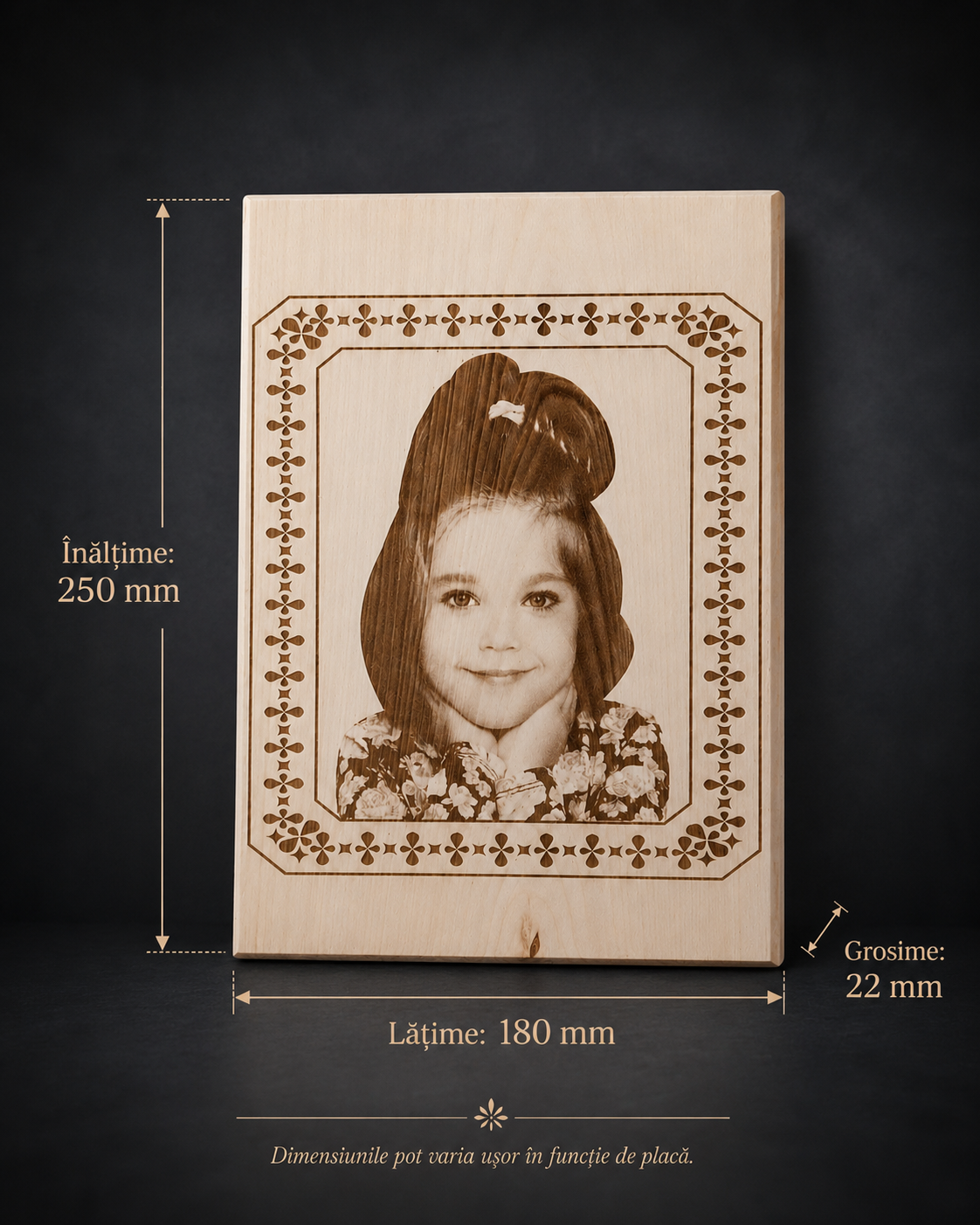 PLACĂ FOTO PERSONALIZATĂ DIN LEMN DE TEI