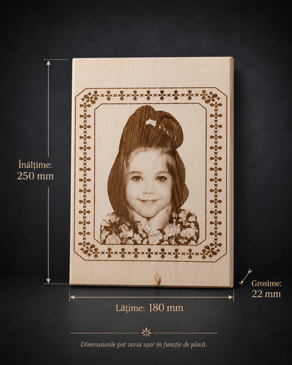 PLACĂ FOTO PERSONALIZATĂ DIN LEMN DE TEI