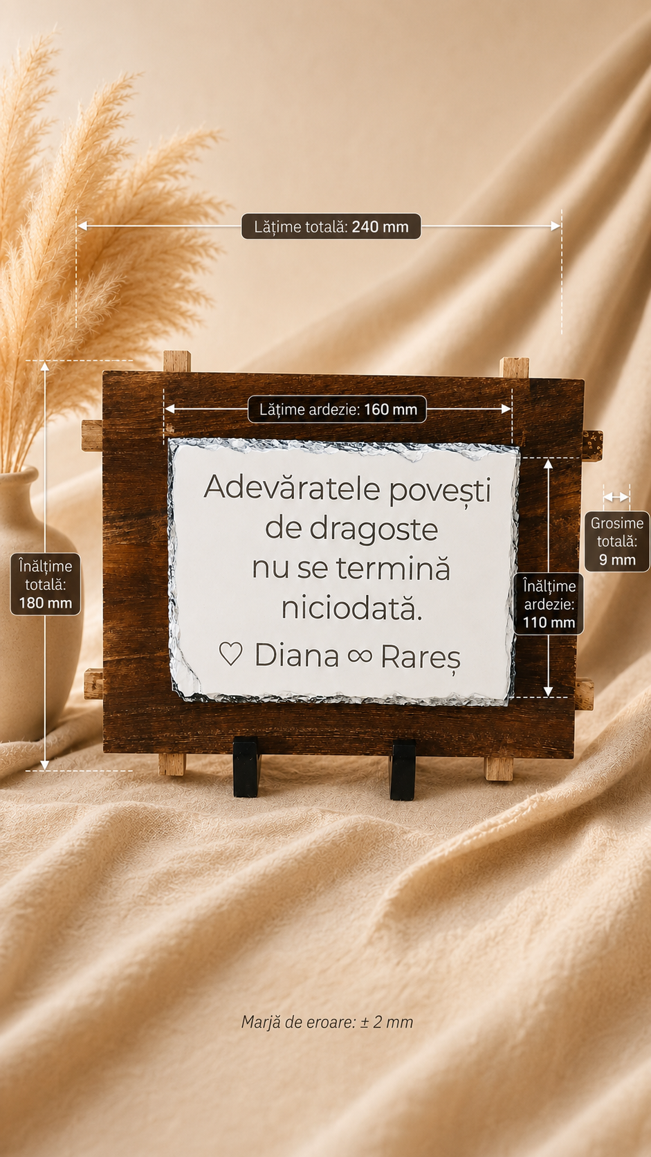 Placă de ardezie personalizată pentru cuplu