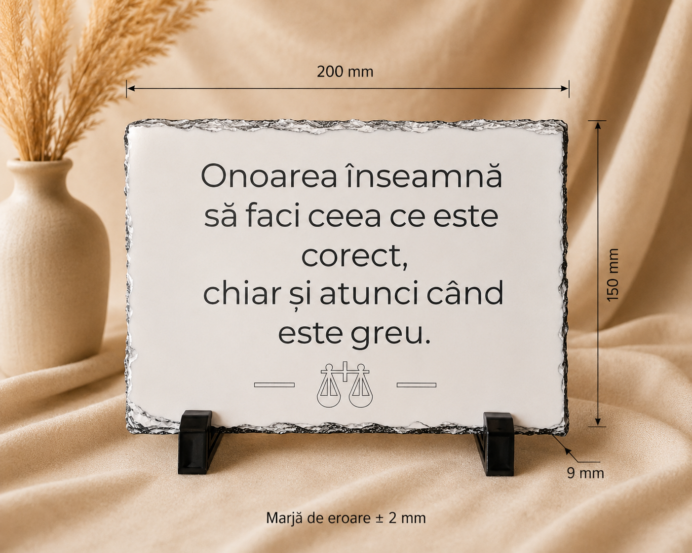 Placă dreptunghiulară de ardezie cu mesaj motivațional
