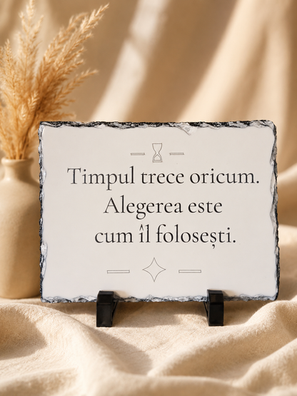 Placă dreptunghiulară de ardezie cu mesaj motivațional