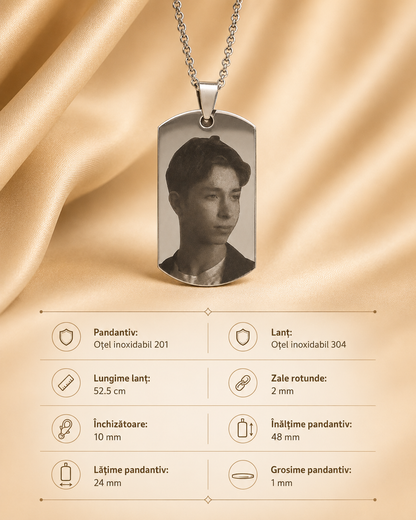 Lănțișor personalizat din oțel inoxidabil cu fotografie