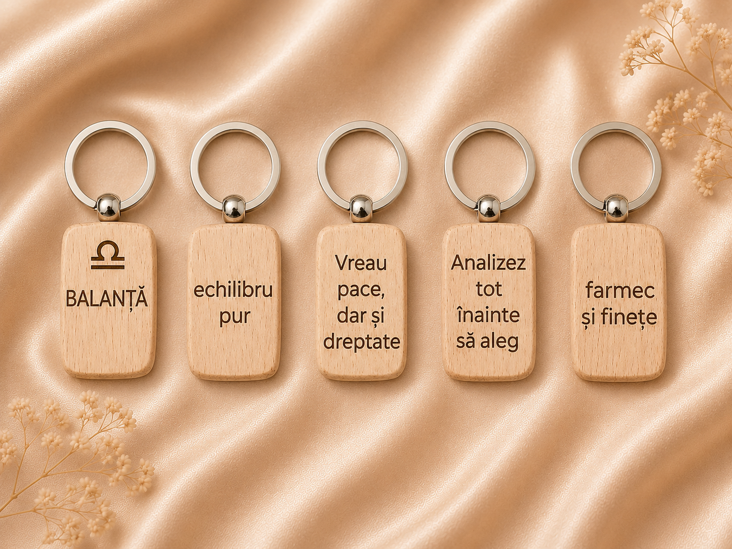 Breloc din lemn personalizat cu zodie
