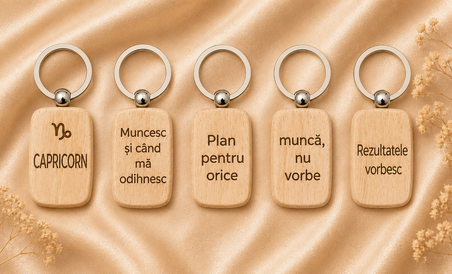Breloc din lemn personalizat cu zodie