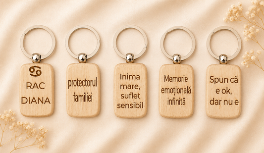 Breloc din lemn personalizat cu zodie