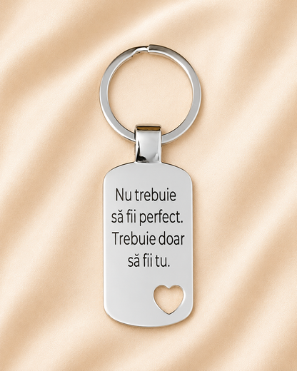 Breloc din oțel inoxidabil, personalizat cu mesaj motivațional