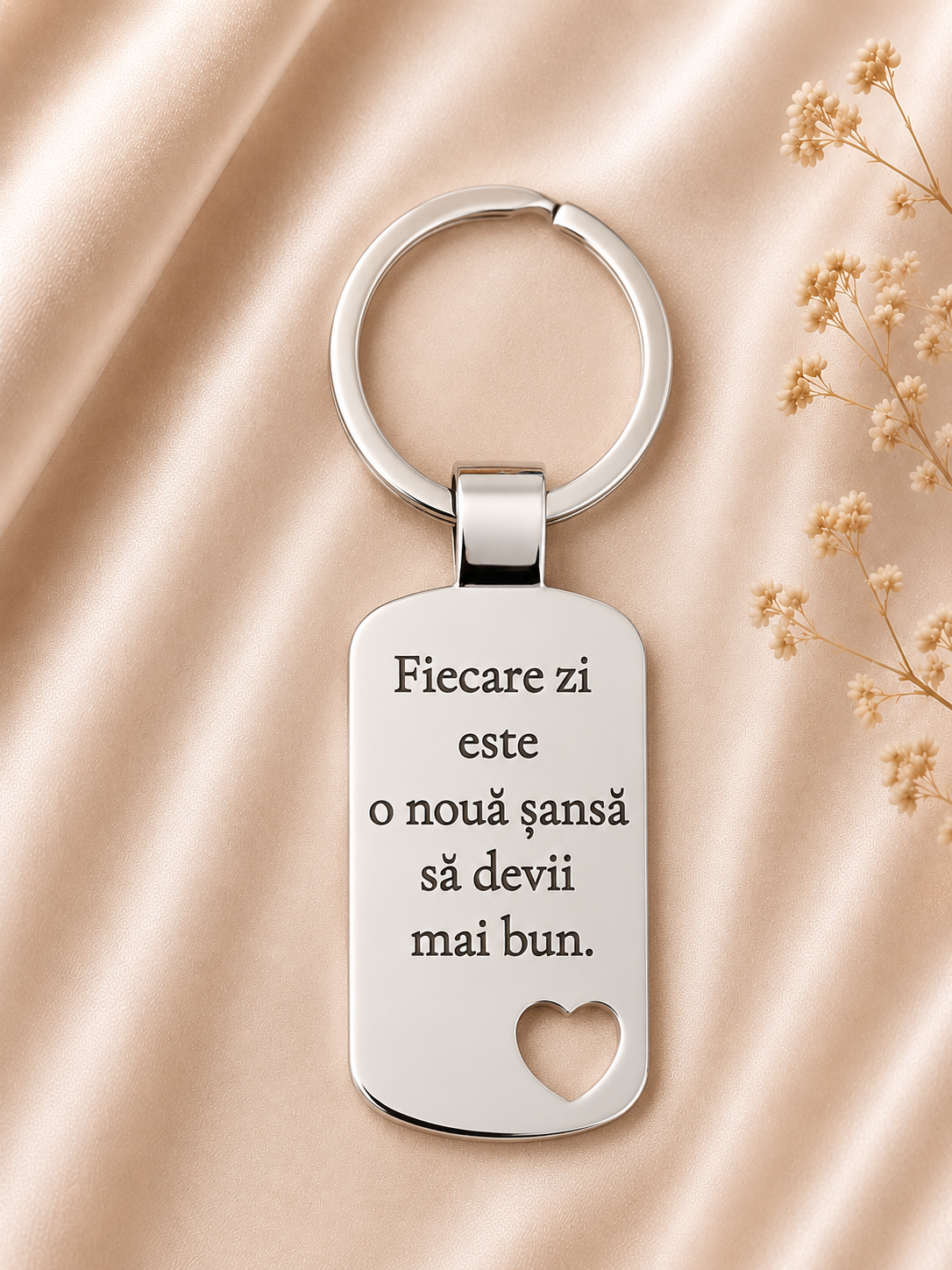 Breloc din oțel inoxidabil, personalizat cu mesaj motivațional