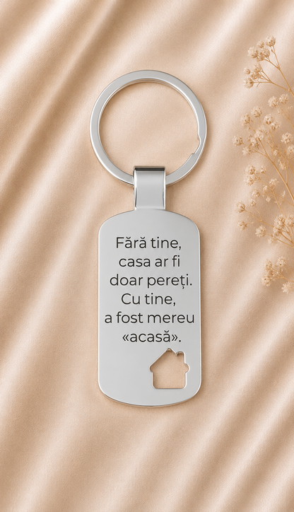 Breloc din oțel inoxidabil, personalizat pentru cuplu