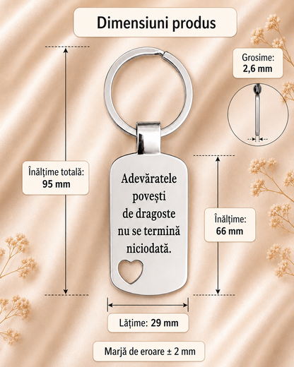 Breloc din oțel inoxidabil, personalizat pentru cuplu
