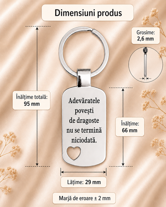 Breloc din oțel inoxidabil, personalizat pentru cuplu