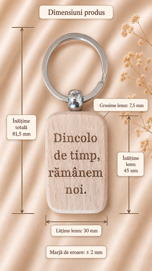 Breloc din lemn, personalizat pentru cuplu