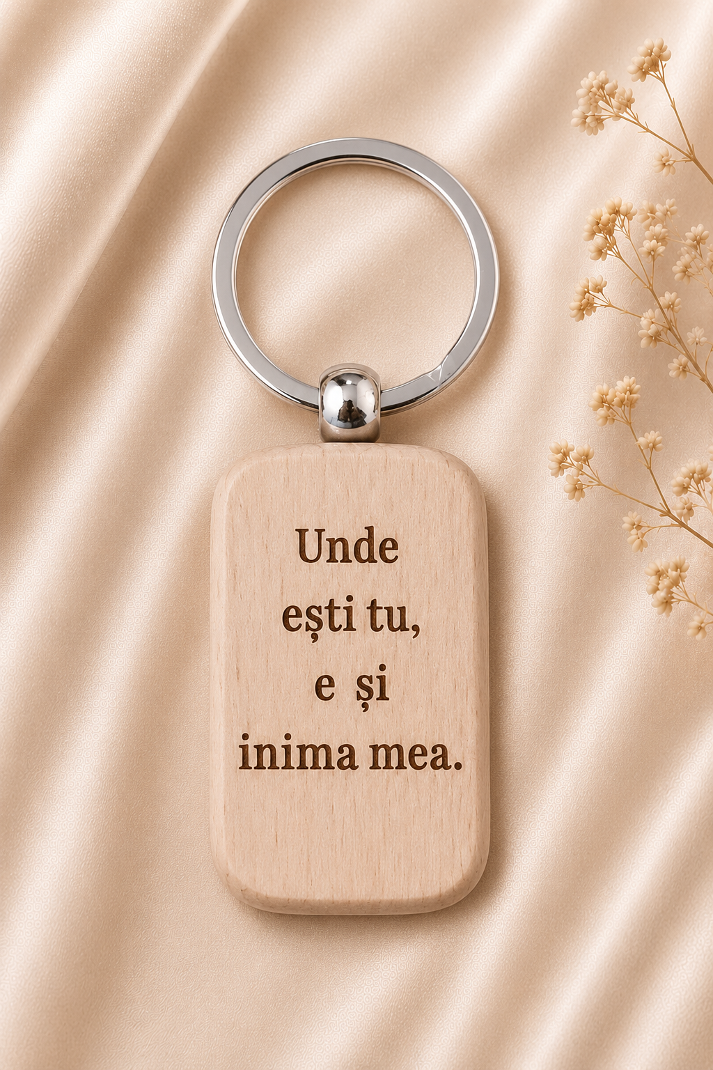 Breloc din lemn, personalizat pentru cuplu