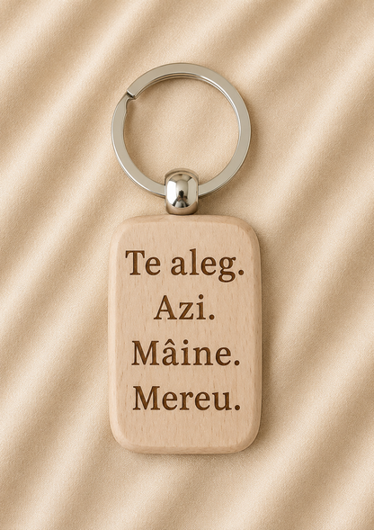 Breloc din lemn, personalizat pentru cuplu