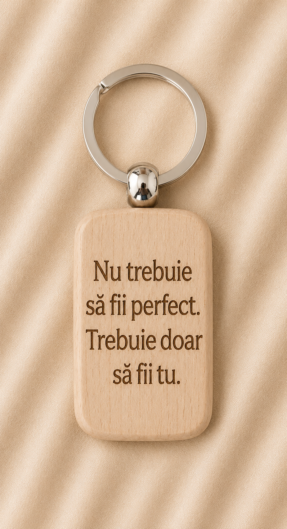 Breloc din lemn, personalizat cu mesaj motivațional