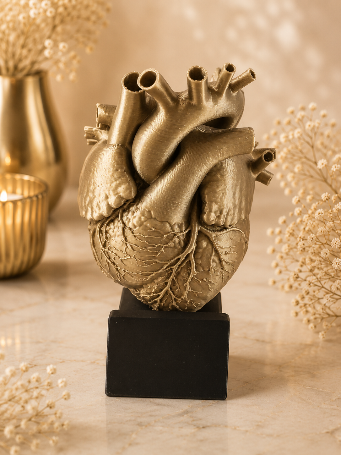 Inimă anatomică decorativă 3D cu plăcuță personalizabilă