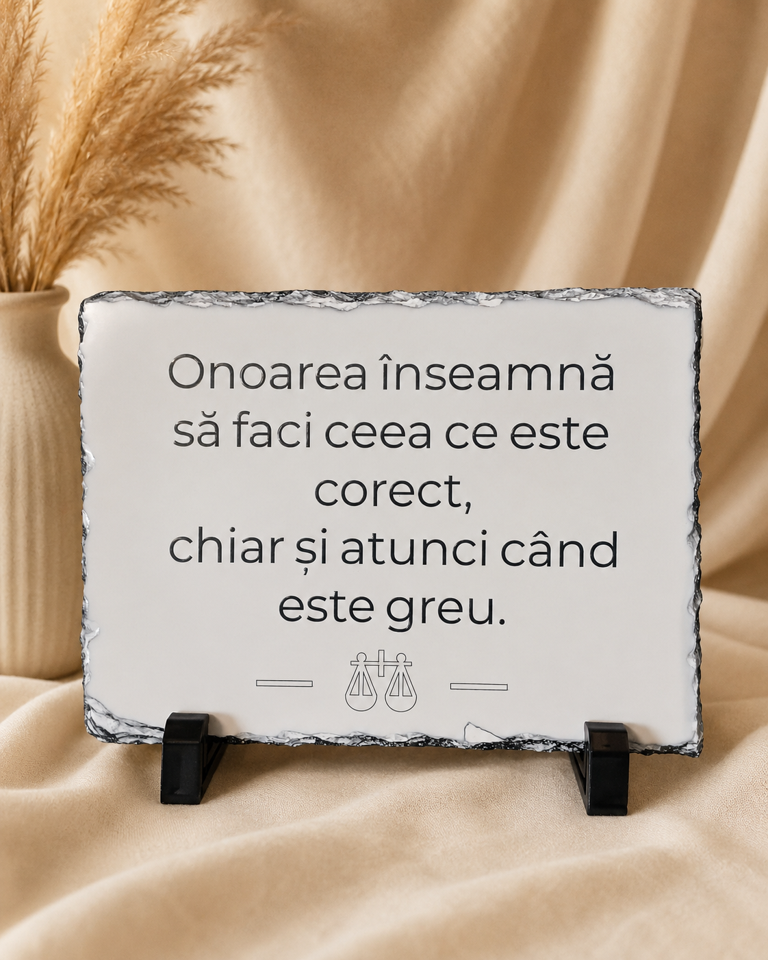Placă dreptunghiulară de ardezie cu mesaj motivațional