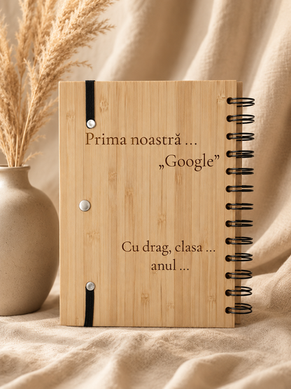 Carnet din bambus cu pix, personalizat pentru cadre didactice