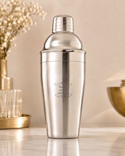 Set cocktail personalizat – shaker inox + 2 pahare Martini
