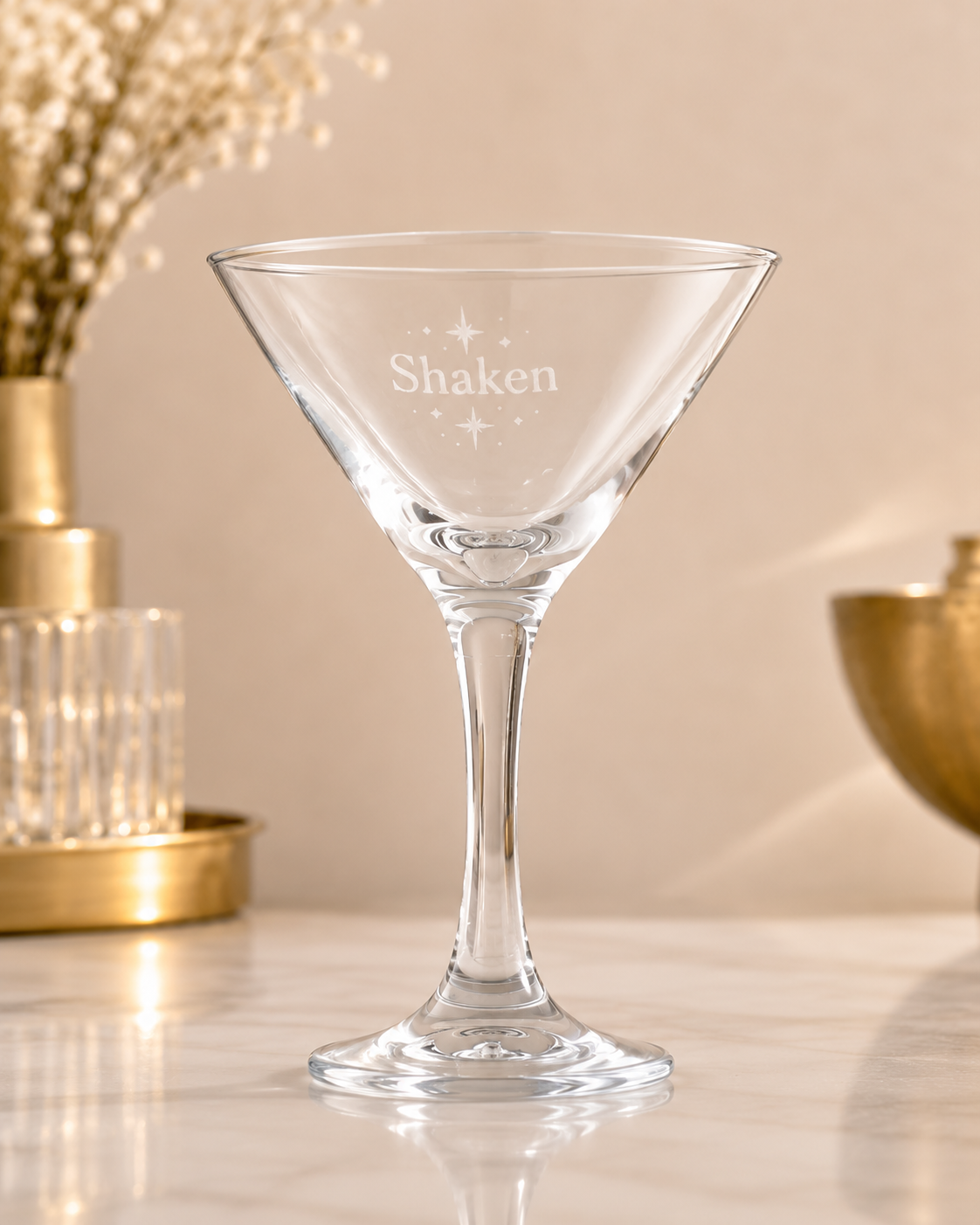 Set cocktail personalizat – shaker inox + 2 pahare Martini