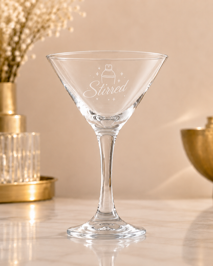 Set cocktail personalizat – shaker inox + 2 pahare Martini