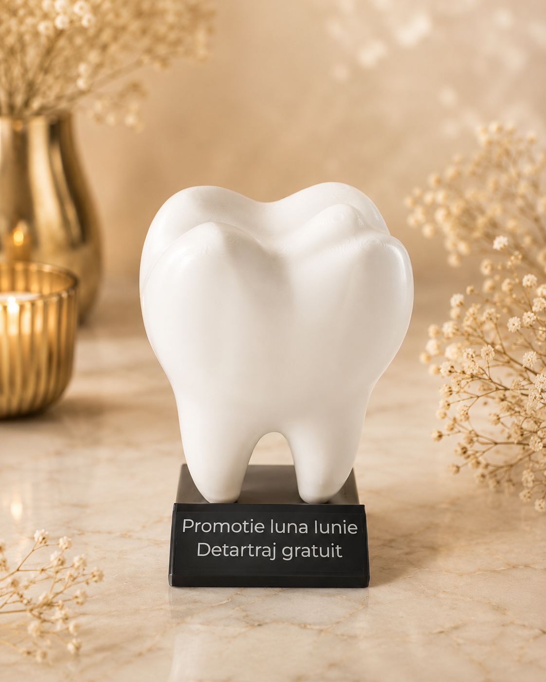 Dinte decorativ 3D pentru cabinet stomatologic – cu plăcuță detașabilă