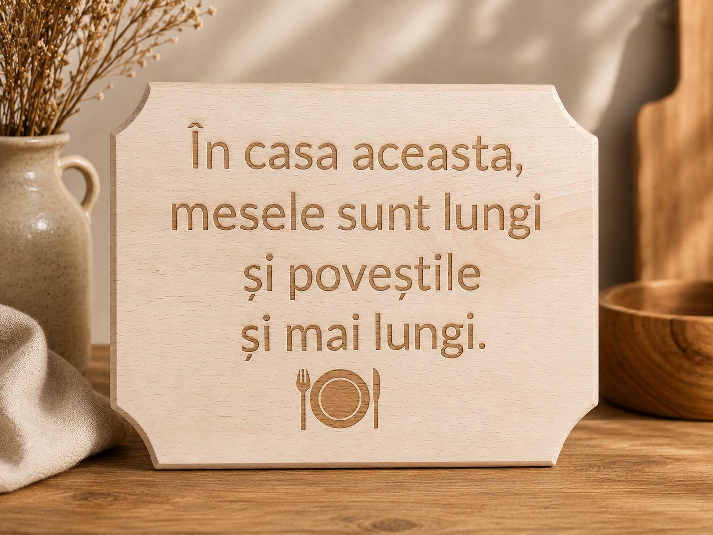 Placă decorativă din lemn tip tocător, personalizată