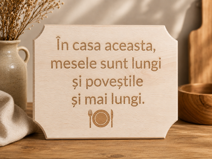 Placă decorativă din lemn tip tocător, personalizată