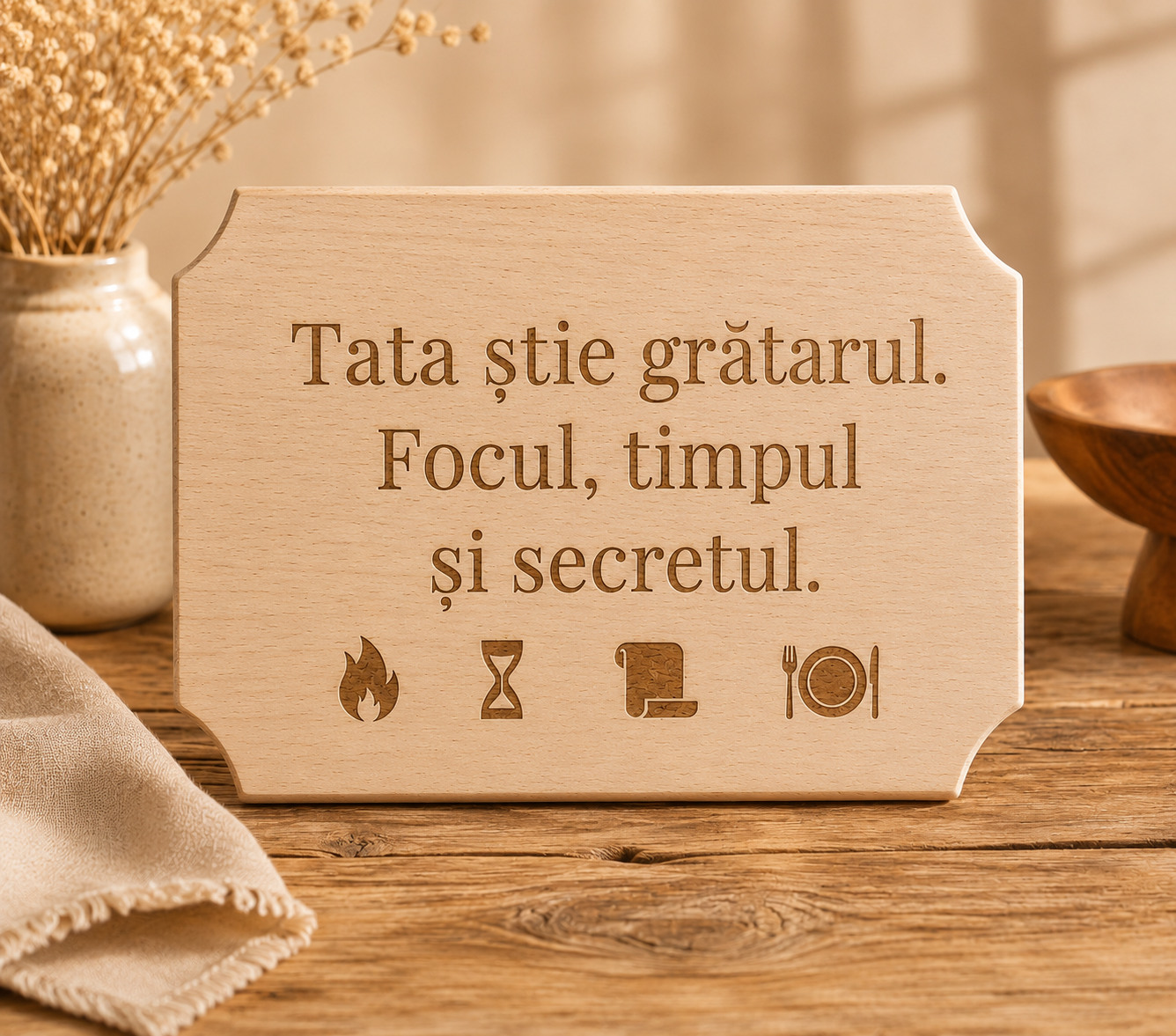 Placă decorativă din lemn tip tocător, personalizată
