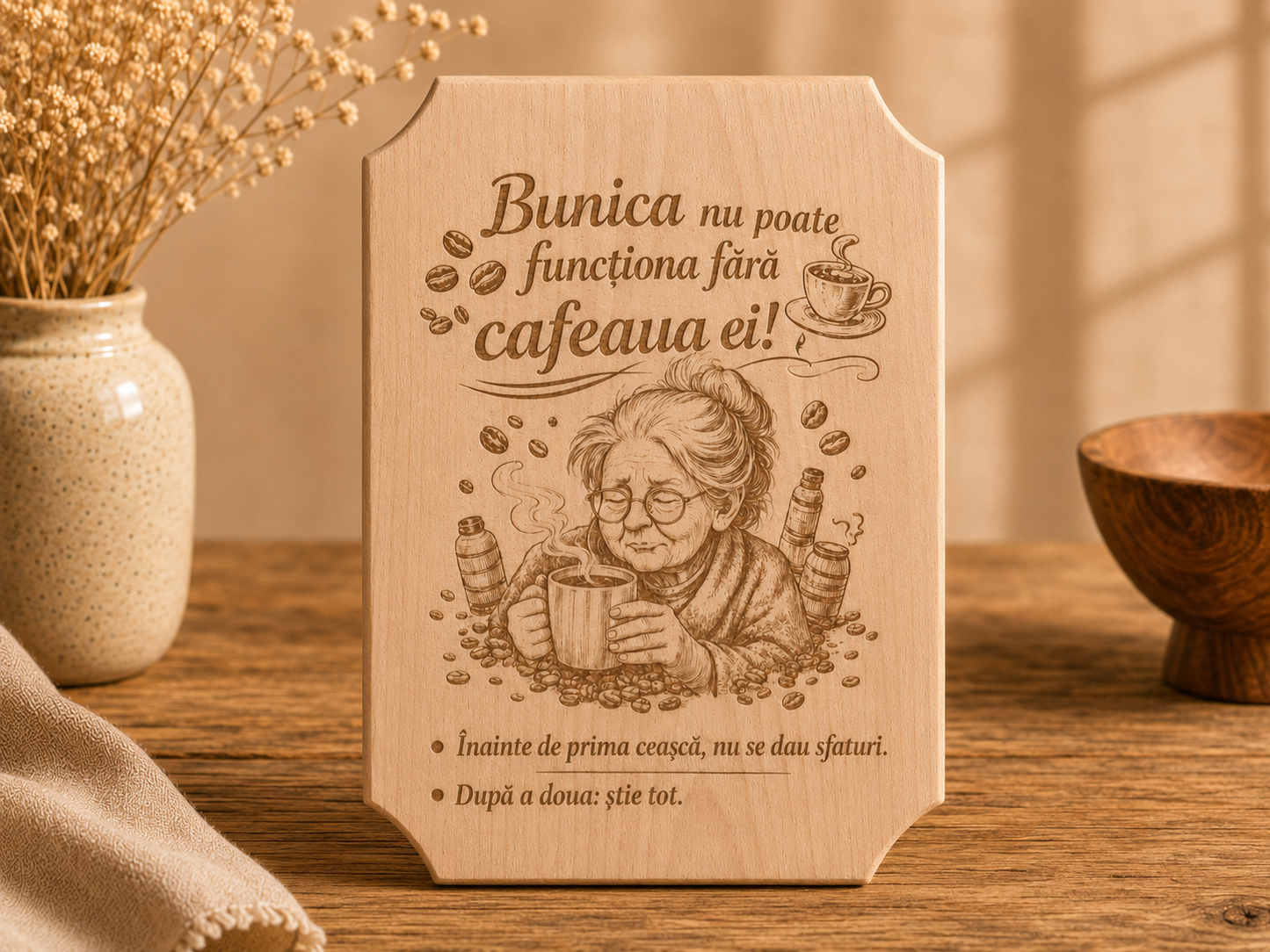 Placă decorativă din lemn tip tocător, personalizată