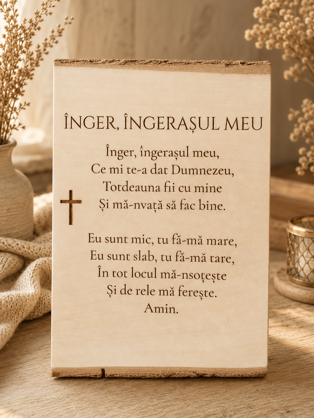 Placă din lemn de tei - Rugăciune