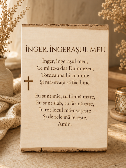 Placă din lemn de tei - Rugăciune