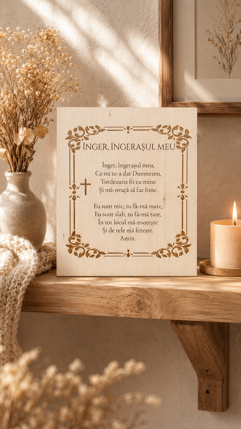 Placă din lemn de tei - Rugăciune
